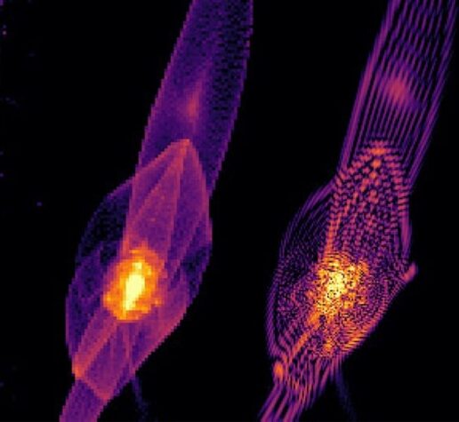 A simulation of early galaxy formation under three dark matter scenarios.