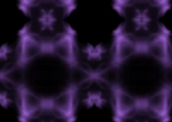 This illustration shows the characteristic “sheriff star”-type pattern of the Fermi surface, or distribution of electron energy and momentum, for the kagome metal FeSn, a 1-to-1 ratio compound of iron and tin.
