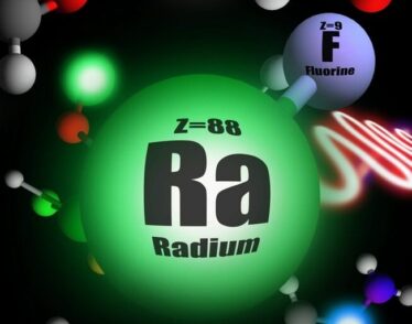 Illustration of short-lived radioactive molecule, radium monofluoride.