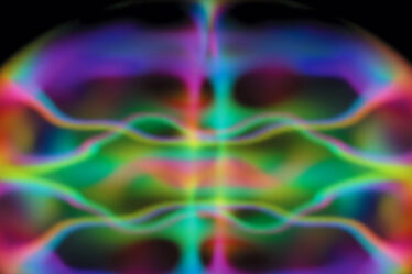 A colorful computer model of a Bose-Einstein condensate against a black background