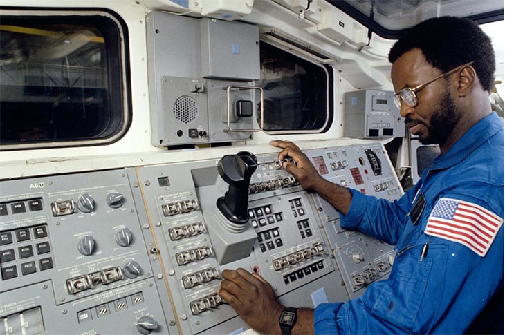 Ronald McNair at the controls