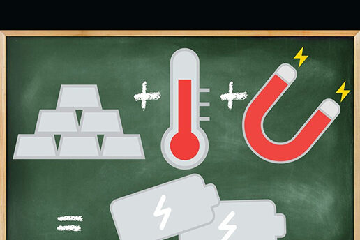 Illustration shows calculation of metal, heat and magnetic fields equals energy.