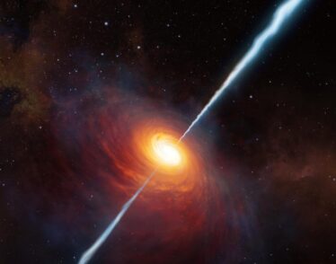 Artist's impression of quasar P172_18 and its radio jets.