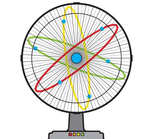 Illustration of electrons and fan