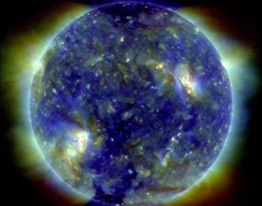False-color image of the sun.