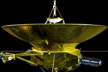 Artist depiction of Interstellar Probe, with its dish facing upward.