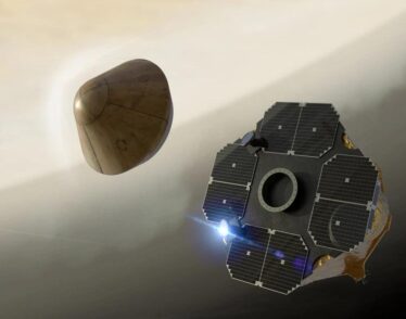 Artist's concept of the probe after being deployed by the spacecraft toward Venus. Courtesy of Rocket Lab
