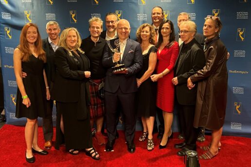 Caption:“The Hunt for Planet B” team celebrates their Emmy Award at the Palladium Times Square in New York City.