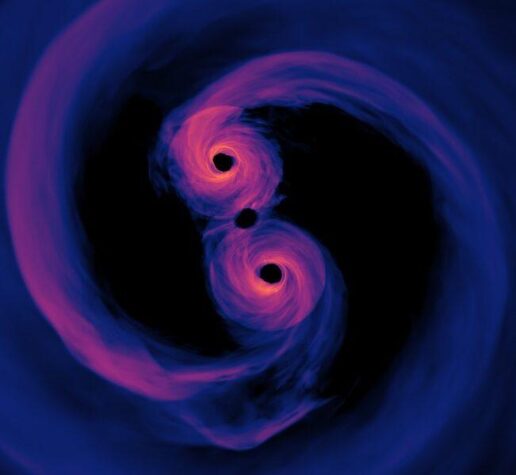 computer simulation of supermassive black holes only 40 orbits from merging