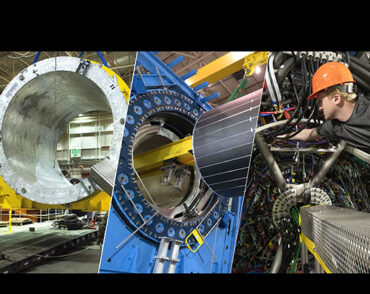 triptych of assembly of sPHENIX Detector over time