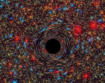 computer-simulated image of an ancient black hole