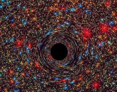 computer-simulated image of an ancient black hole