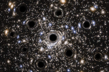 Artist’s Impression of the Black Hole Concentration in NGC 6397 showing black holes swarming in its core.