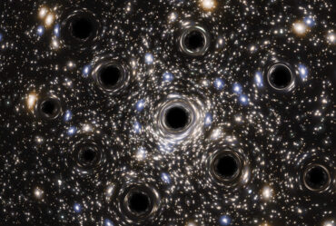 Artist’s Impression of the Black Hole Concentration in NGC 6397 showing black holes swarming in its core.