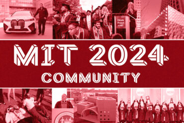 graphic for MIT 2024 Community with images of related to MIT above and below