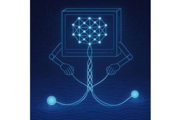 Image illustrating AI braiding fractional charges (