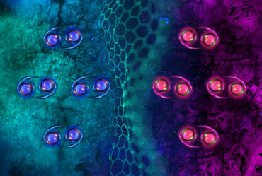 a lattice separates two groups of four electrons