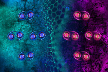 a lattice separates two groups of four electrons