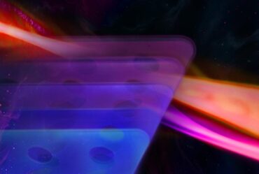 blue, purple, pink and orange waves with metal
