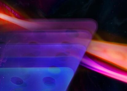 blue, purple, pink and orange waves with metal