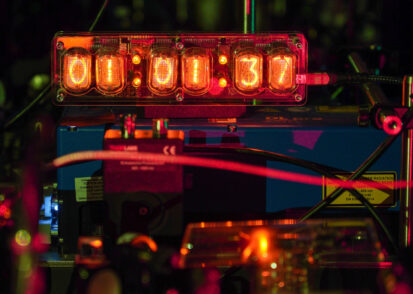 Photo of clock with glowing numbers