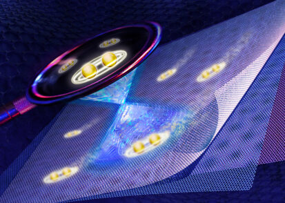 Illustration shows pairs of electrons in magic-angle twisted trilayer graphene