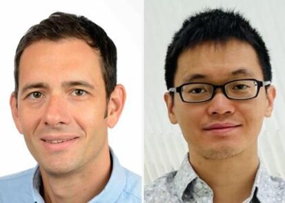 Two new MIT Physics faculty members pictured side by side, Gian Michele Innocenti (left) and Shu-Heng Shao (right)