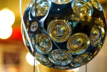 a spherical glass vessel containing photomultiplier tubes